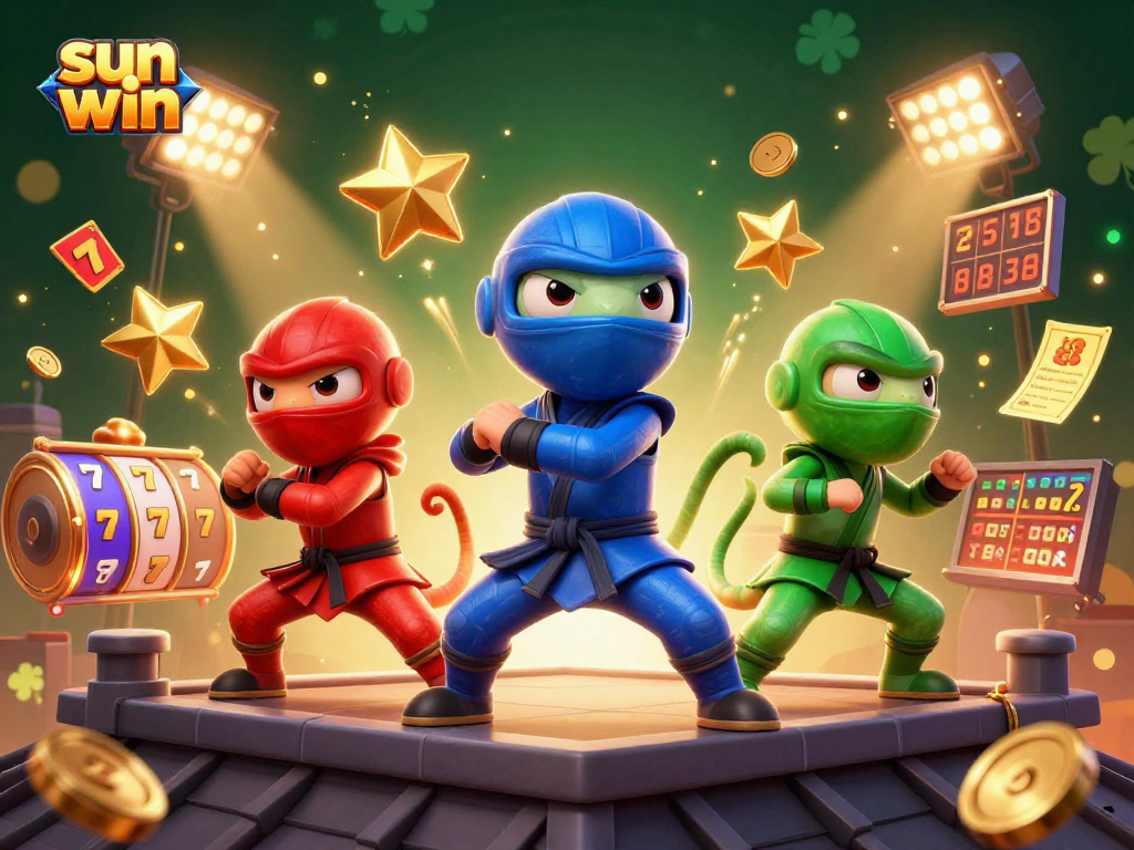 Engage with the thrilling sun win experience as colorful chameleons celebrate big jackpots in a vibrant casino scene.