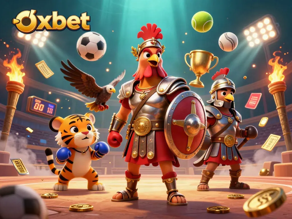 Experience thrilling moments at oxbet with diverse games and vibrant characters in an action-packed casino scene.