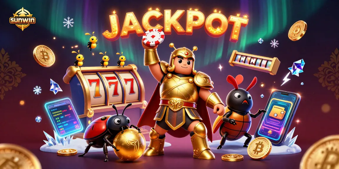 Experience sunwin's thrilling jackpot moment with a gladiator beetle and crypto elements.